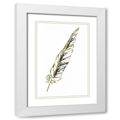 Gilded Swan Feather II White Modern Wood Framed Art Print with Double Matting by Paschke, Chris