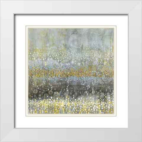 Rain Abstract III White Modern Wood Framed Art Print with Double Matting by Nai, Danhui