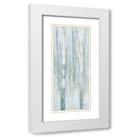 Birches in Winter Blue Gray Panel I White Modern Wood Framed Art Print with Double Matting by Purinton, Julia
