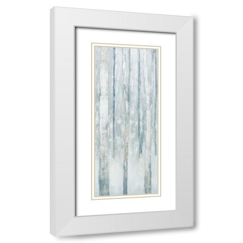 Birches in Winter Blue Gray Panel III White Modern Wood Framed Art Print with Double Matting by Purinton, Julia