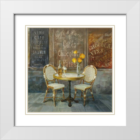 French Cafe White Modern Wood Framed Art Print with Double Matting by Nai, Danhui