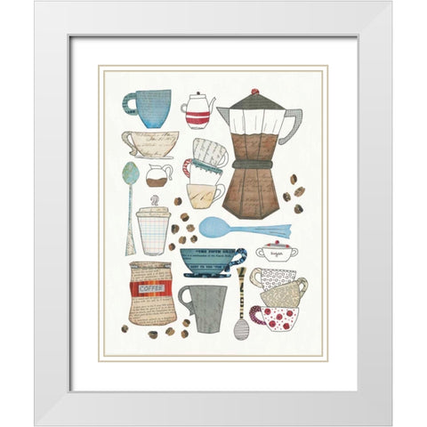 Coffee Chart I v2 White Modern Wood Framed Art Print with Double Matting by Prahl, Courtney
