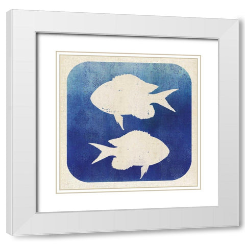 Watermark Fish White Modern Wood Framed Art Print with Double Matting by Studio Mousseau