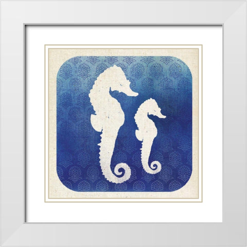 Watermark Seahorse White Modern Wood Framed Art Print with Double Matting by Studio Mousseau