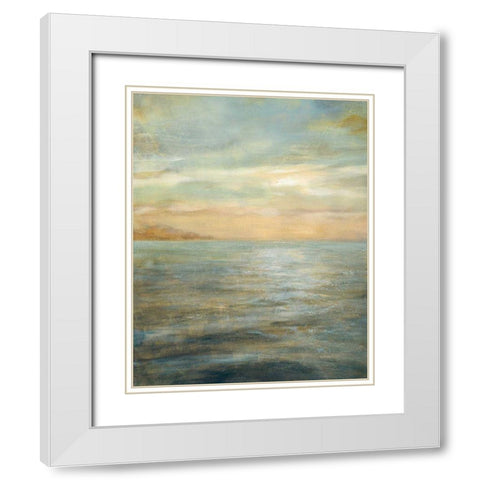 Serene Sea II White Modern Wood Framed Art Print with Double Matting by Nai, Danhui