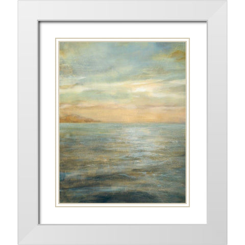 Serene Sea II White Modern Wood Framed Art Print with Double Matting by Nai, Danhui