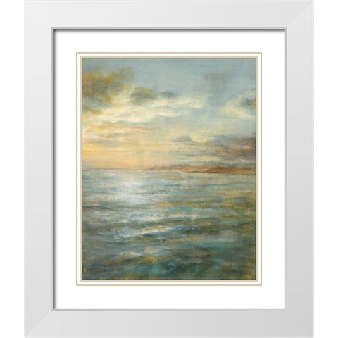 Serene Sea III White Modern Wood Framed Art Print with Double Matting by Nai, Danhui