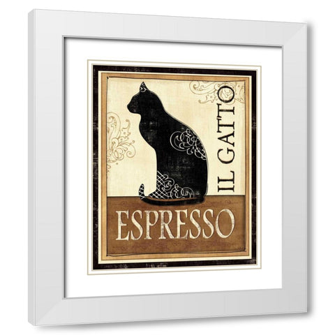 Il Gatto White Modern Wood Framed Art Print with Double Matting by Charron, Veronique