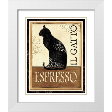 Il Gatto White Modern Wood Framed Art Print with Double Matting by Charron, Veronique
