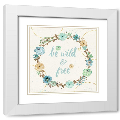 Flutterby Blooms V White Modern Wood Framed Art Print with Double Matting by Aiken, Jess