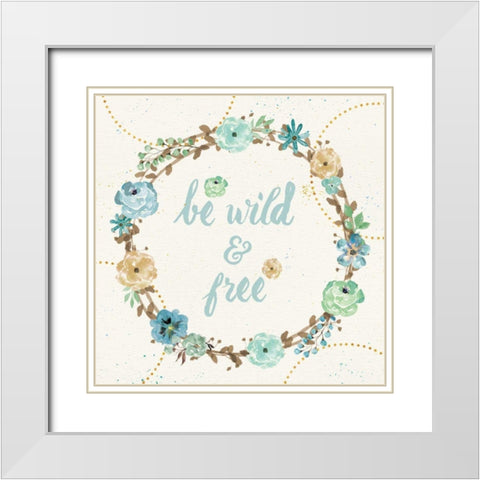 Flutterby Blooms V White Modern Wood Framed Art Print with Double Matting by Aiken, Jess