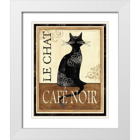 Le Chat White Modern Wood Framed Art Print with Double Matting by Charron, Veronique