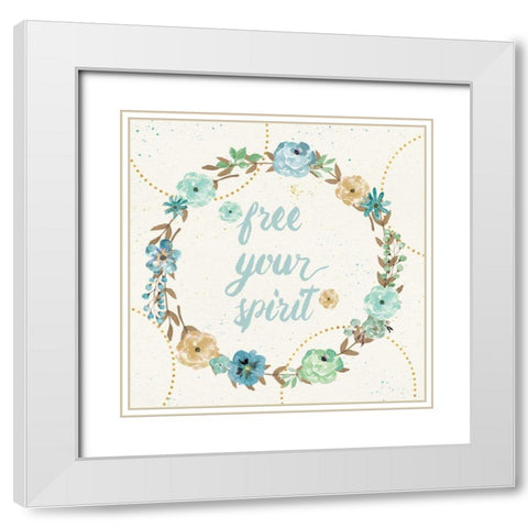 Flutterby Blooms VI White Modern Wood Framed Art Print with Double Matting by Aiken, Jess