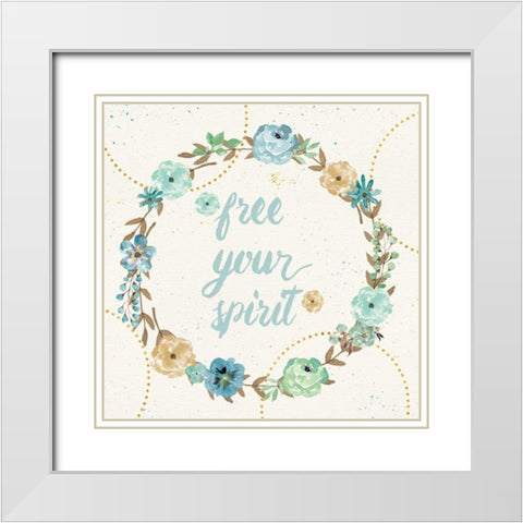 Flutterby Blooms VI White Modern Wood Framed Art Print with Double Matting by Aiken, Jess