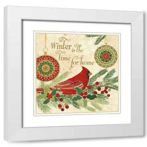 Winter Feathers V White Modern Wood Framed Art Print with Double Matting by Charron, Veronique