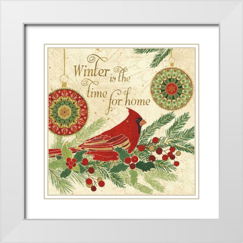 Winter Feathers V White Modern Wood Framed Art Print with Double Matting by Charron, Veronique