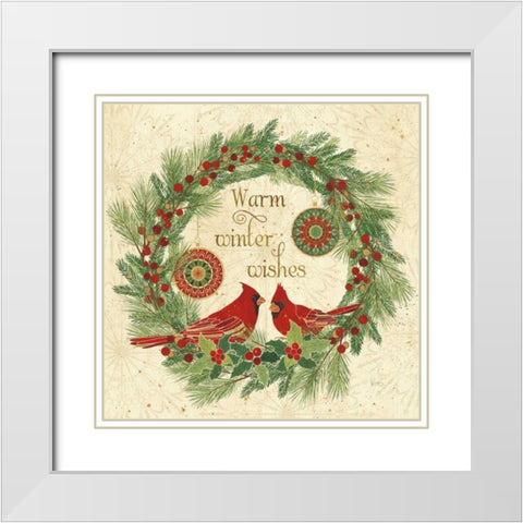 Winter Feathers VIII White Modern Wood Framed Art Print with Double Matting by Charron, Veronique