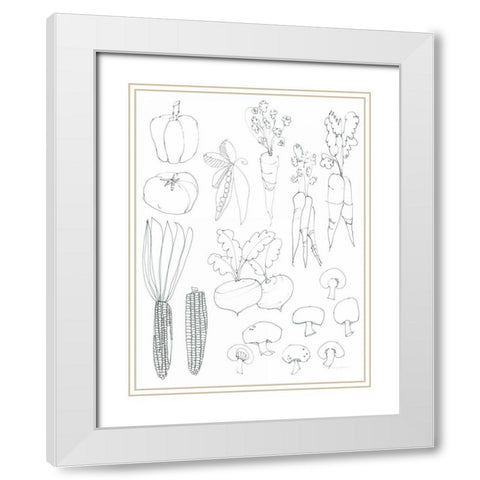 Line Art Veggies Crop White Modern Wood Framed Art Print with Double Matting by Tillmon, Avery