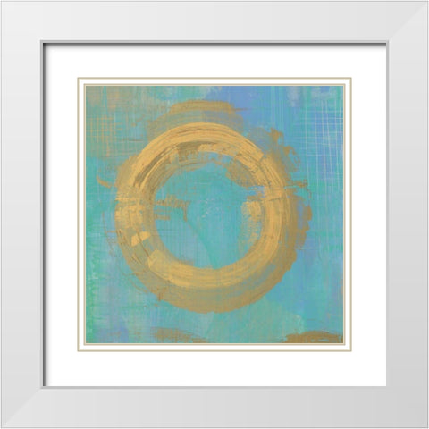 Golden Circles II White Modern Wood Framed Art Print with Double Matting by Averinos, Melissa
