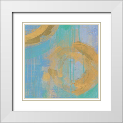 Golden Circles III White Modern Wood Framed Art Print with Double Matting by Averinos, Melissa