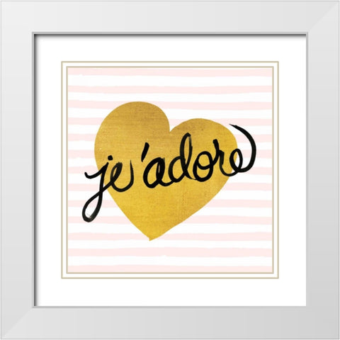 Jadore Black and Gold White Modern Wood Framed Art Print with Double Matting by Studio Bella