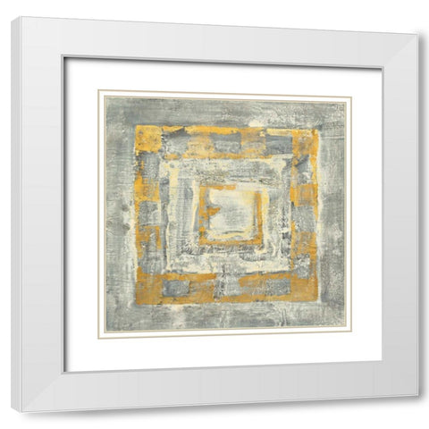 Gold Tapestry II Gold and White White Modern Wood Framed Art Print with Double Matting by Hristova, Albena
