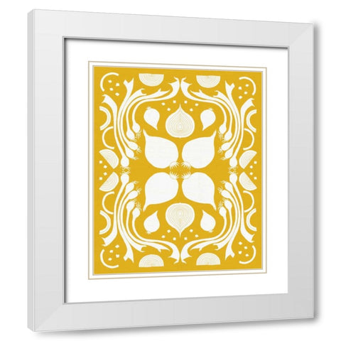 Retro Onion Otomi Silhouette White Modern Wood Framed Art Print with Double Matting by DeNeige, Elyse