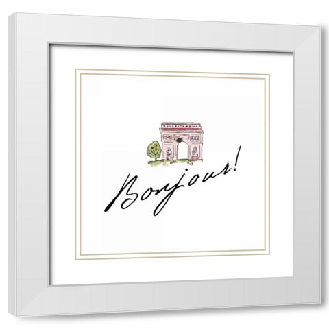 Ah Paris II on White White Modern Wood Framed Art Print with Double Matting by Pela Studio