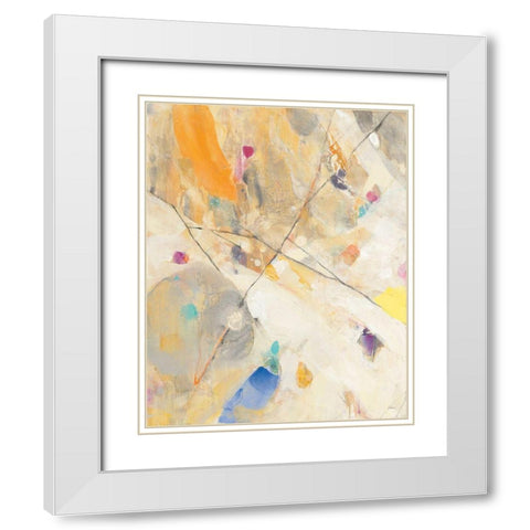 Spring Confetti I White Modern Wood Framed Art Print with Double Matting by Hristova, Albena