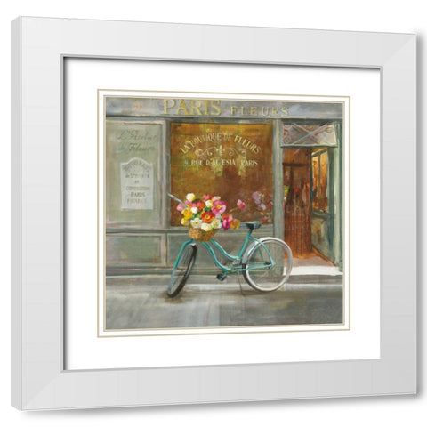 French Flowershop v2 White Modern Wood Framed Art Print with Double Matting by Nai, Danhui