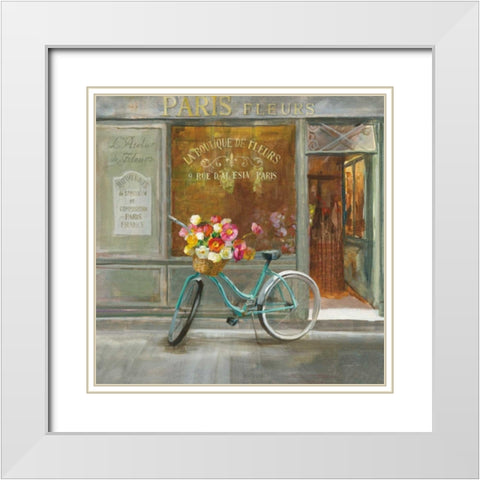 French Flowershop v2 White Modern Wood Framed Art Print with Double Matting by Nai, Danhui