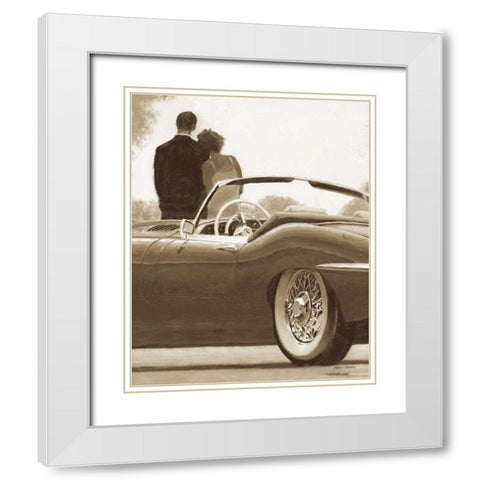 A Ride in Paris I Sepia Crop White Modern Wood Framed Art Print with Double Matting by Fabiano, Marco