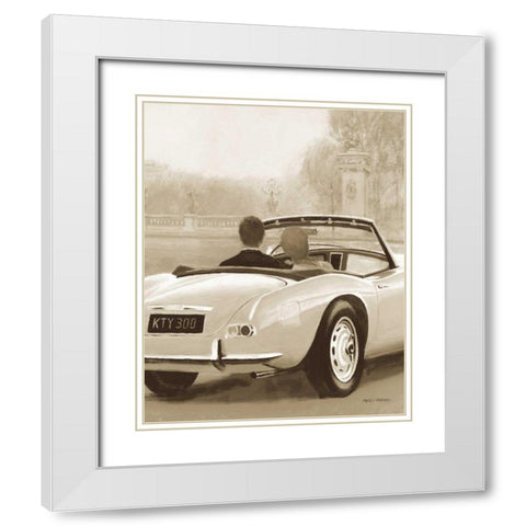 A Ride in Paris II Sepia Crop White Modern Wood Framed Art Print with Double Matting by Fabiano, Marco
