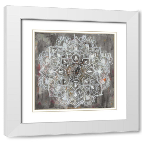 Mandala in Neutral II White Modern Wood Framed Art Print with Double Matting by Nai, Danhui