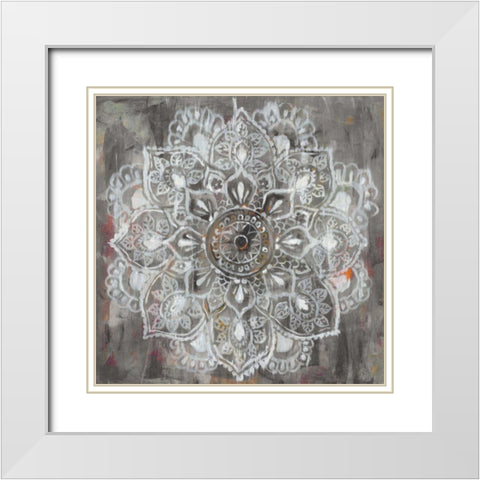 Mandala in Neutral II White Modern Wood Framed Art Print with Double Matting by Nai, Danhui