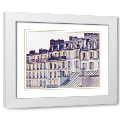 Bon Nuit Paris White Modern Wood Framed Art Print with Double Matting by Bevan, Keri