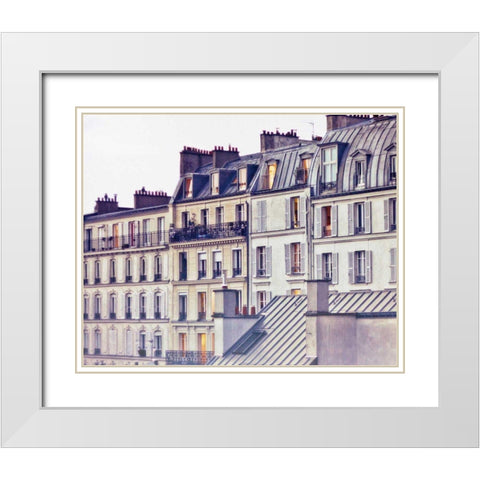 Bon Nuit Paris White Modern Wood Framed Art Print with Double Matting by Bevan, Keri