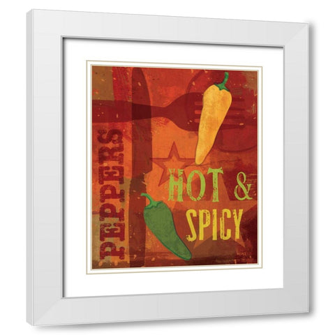 Pimento II White Modern Wood Framed Art Print with Double Matting by Charron, Veronique