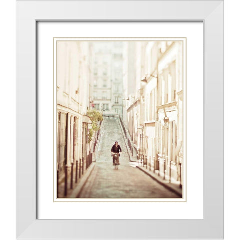 The Bicycle Thief White Modern Wood Framed Art Print with Double Matting by Bevan, Keri