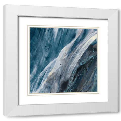 Splash Indigo White Modern Wood Framed Art Print with Double Matting by Hristova, Albena