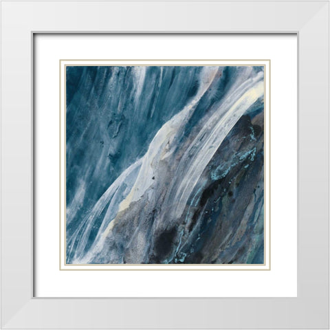 Splash Indigo White Modern Wood Framed Art Print with Double Matting by Hristova, Albena