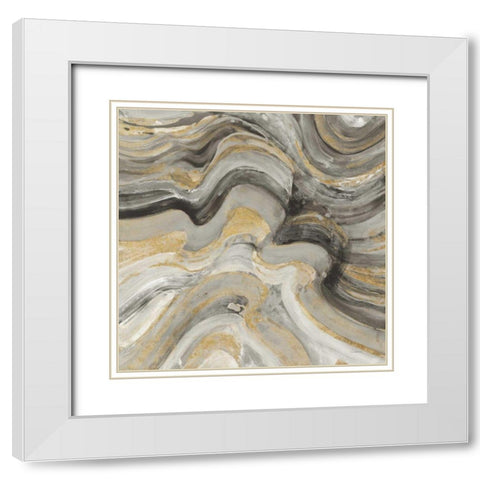 Floating Lava Neutral White Modern Wood Framed Art Print with Double Matting by Hristova, Albena