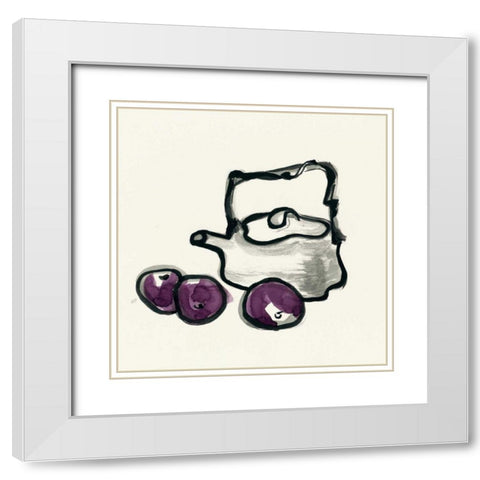Tea and Plums White Modern Wood Framed Art Print with Double Matting by Paschke, Chris