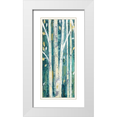 Birches in Spring Panel I White Modern Wood Framed Art Print with Double Matting by Purinton, Julia