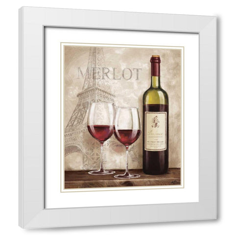 Wine in Paris III White Modern Wood Framed Art Print with Double Matting by Penner, Janelle