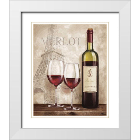 Wine in Paris III White Modern Wood Framed Art Print with Double Matting by Penner, Janelle