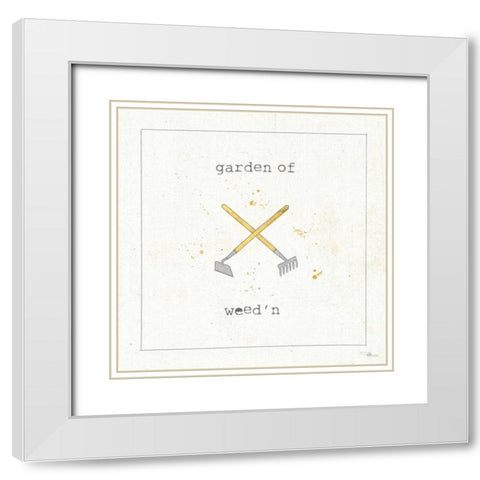 Garden Notes VIII White Modern Wood Framed Art Print with Double Matting by Pela Studio