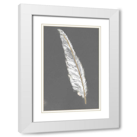 Gold Feathers VI on Grey White Modern Wood Framed Art Print with Double Matting by Paschke, Chris