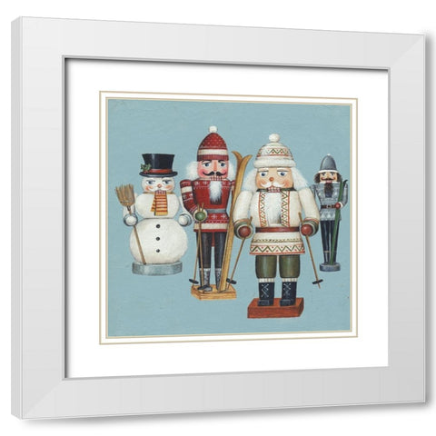 Skier Nutcrackers White Modern Wood Framed Art Print with Double Matting by Brown, David Carter