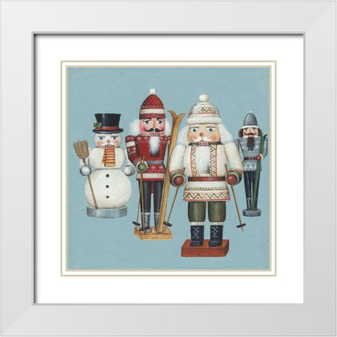 Skier Nutcrackers White Modern Wood Framed Art Print with Double Matting by Brown, David Carter